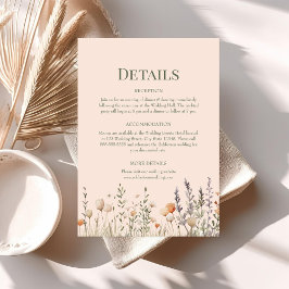 Tarjeta de detalles del Boda Peach Fuzz Wildflower