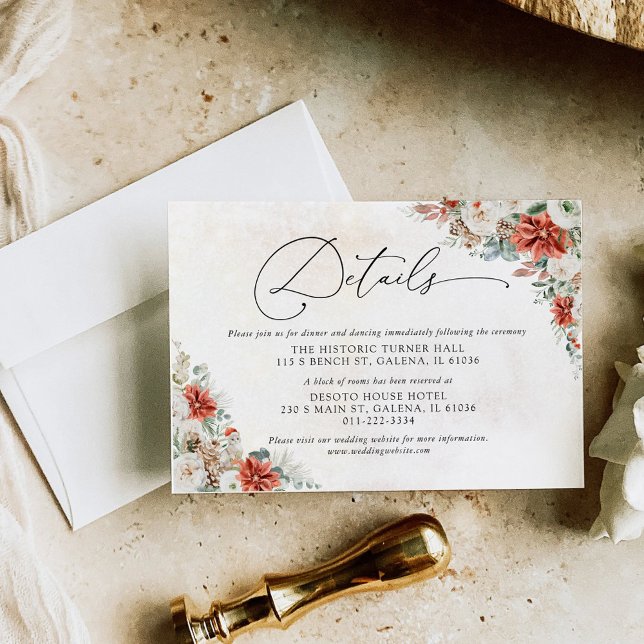 Tarjeta de detalles del Boda Pinecone Red Greenery (Subido por el creador)
