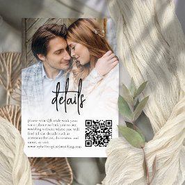 Tarjeta de detalles del Boda QR de sobreimpresión 