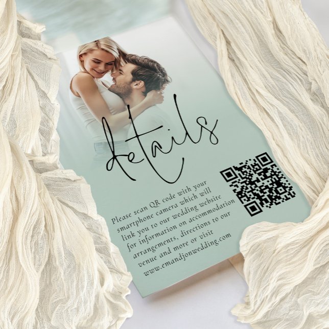 Tarjeta de detalles del Boda QR Sage de escritura  (Subido por el creador)