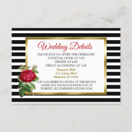 Tarjeta de detalles del Boda rayado negro y blanco