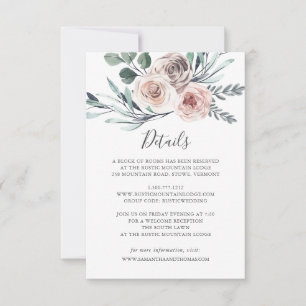Tarjeta de detalles del Boda Rosa Boho