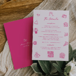 Tarjeta de detalles del Boda rosa de Doodle capric