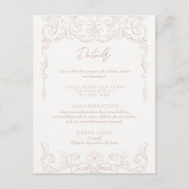 Tarjeta de detalles del Boda Rubor Pink Rococo