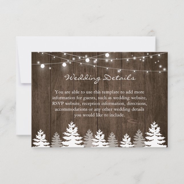 Tarjeta de detalles del Boda Rústico de pinos de m (Anverso)