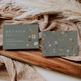 Tarjeta de detalles del Boda Sage Green Boho Wildf