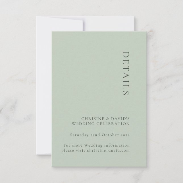 Tarjeta de detalles del Boda Sage simple (Anverso)