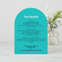 Tarjeta de detalles del Boda turquesa