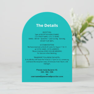 Tarjeta de detalles del Boda turquesa