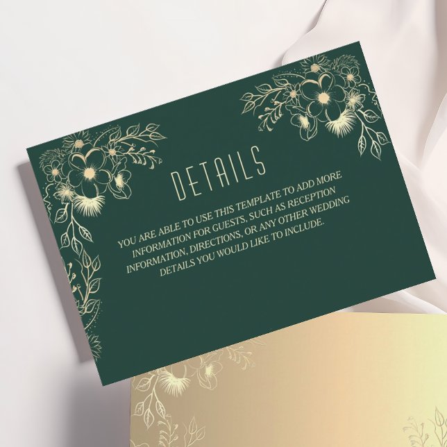 Tarjeta de detalles del Boda verde esmeralda román (Subido por el creador)