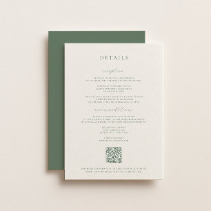 Tarjeta de detalles del Boda verde sabio