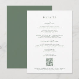 Tarjeta de detalles del Boda verde sabio