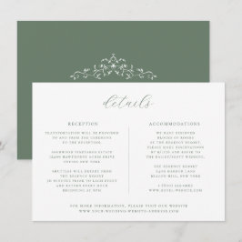 Tarjeta de detalles del Boda verde sabio minimalis