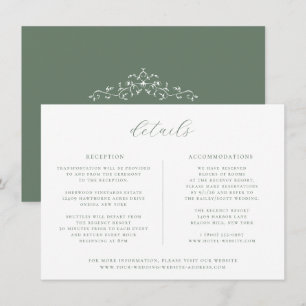 Tarjeta de detalles del Boda verde sabio minimalis