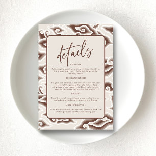Tarjeta de detalles del Boda Vintage Brown Batik