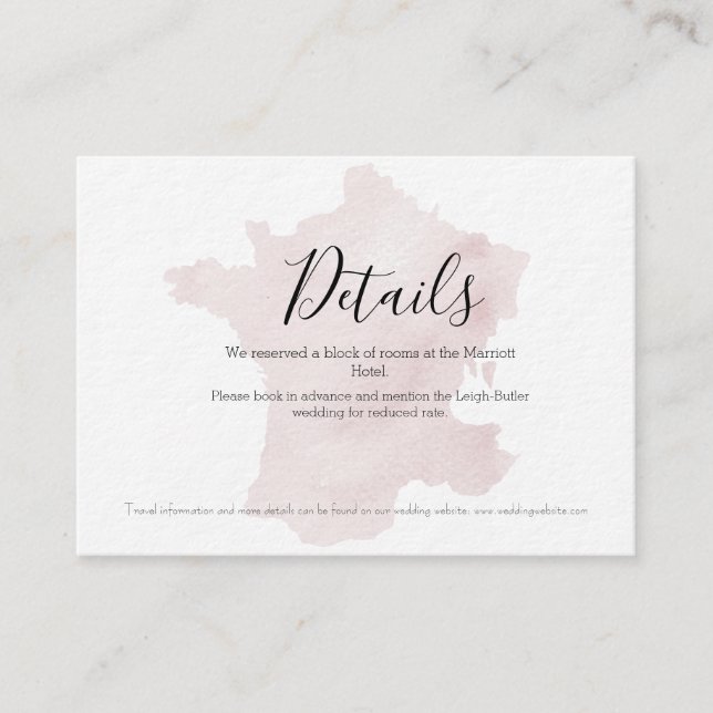Tarjeta de detalles del Boda Watercolor Silhouette (Anverso)