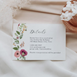 Tarjeta de detalles del Boho Pink Floral Boda