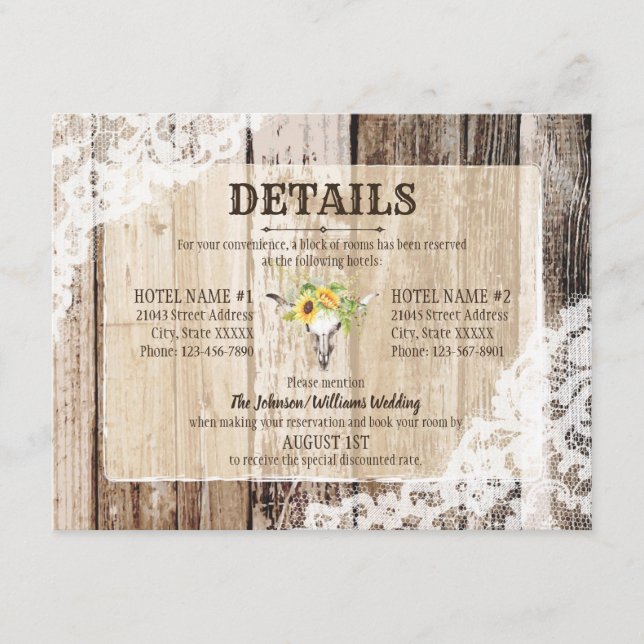 Tarjeta de detalles del Boho Rústico Sunflowers Lo (Anverso)