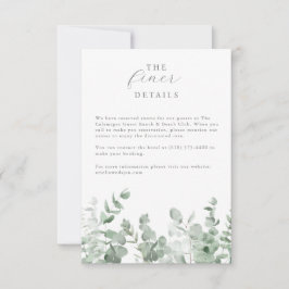 Tarjeta de detalles del gabinete del Boda Eucalypt
