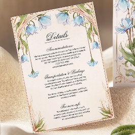 Tarjeta de detalles del gabinete del Boda floral a