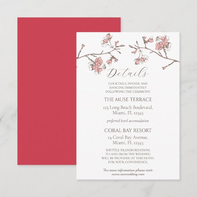 Tarjeta de detalles del gabinete del Boda Sakura B (Anverso / Reverso)