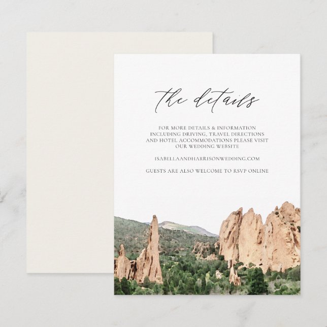 Tarjeta de detalles del jardín acuarela del Boda d (Anverso / Reverso)