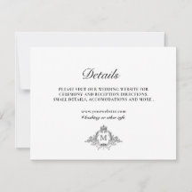 Tarjeta de detalles del monograma de la corona de 