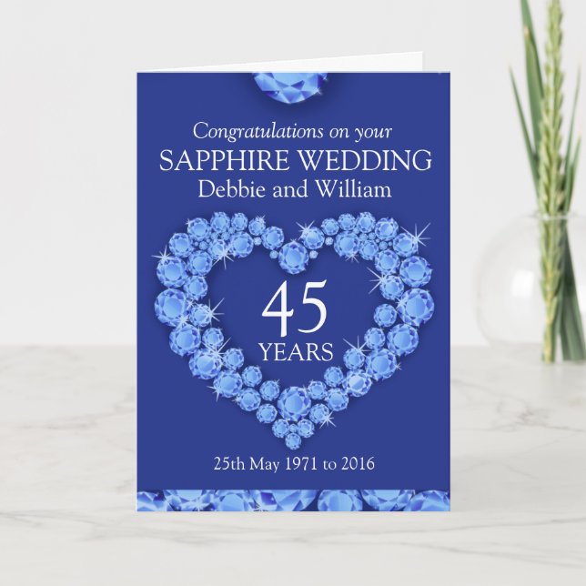 Tarjeta de detalles del nombre del boda Sapphire (Anverso)