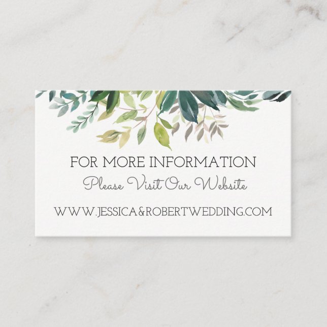 Tarjeta de detalles del sitio web Greenery Bouquet (Anverso)