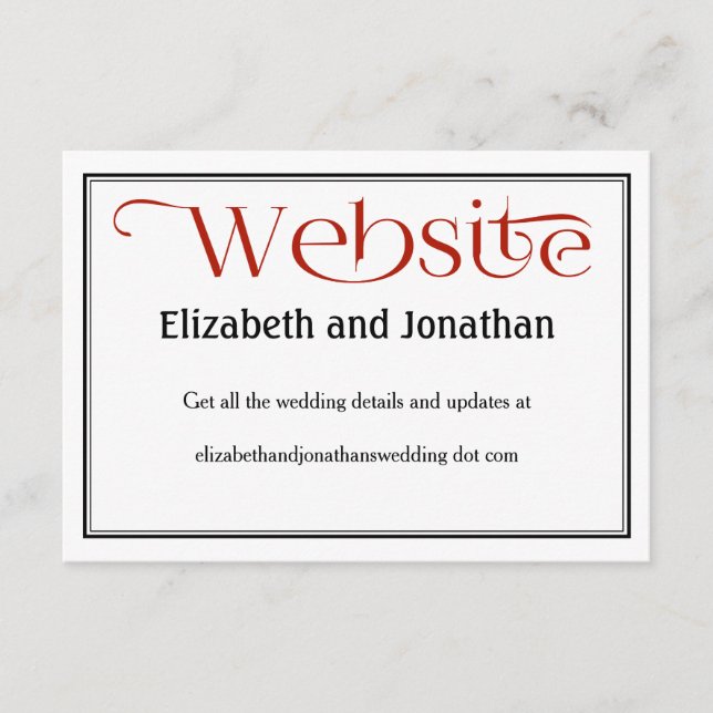 Tarjeta de detalles del sitio web Red Black and Wh (Anverso)