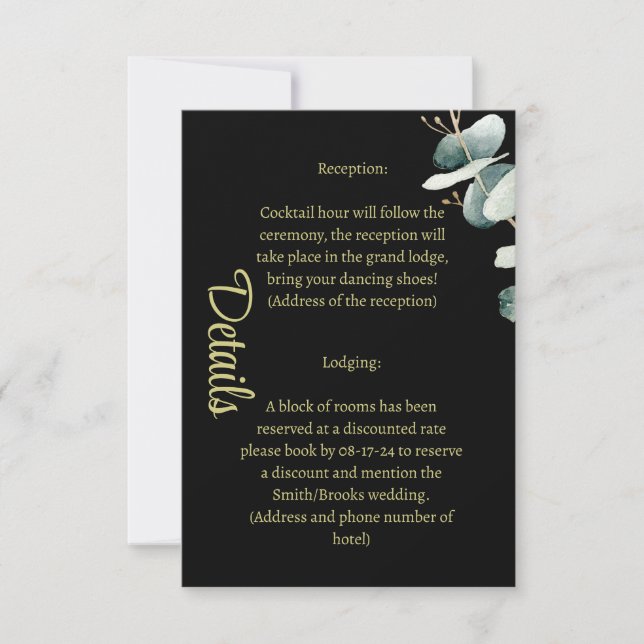 Tarjeta de detalles editable personalizada (Anverso)