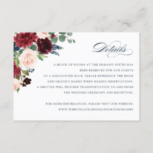 Tarjeta de detalles elegante de Rubor de la marina