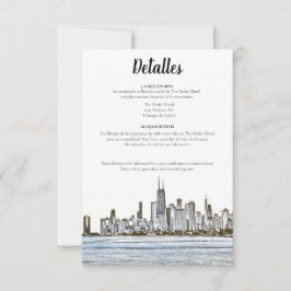 Tarjeta de detalles española de Chicago Skyline