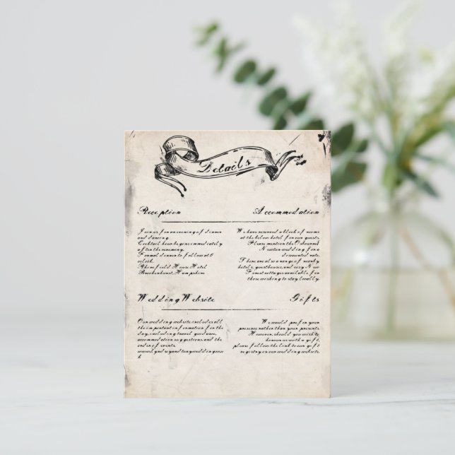 Tarjeta de Detalles Góticos Melancólicos (Anverso de pie)