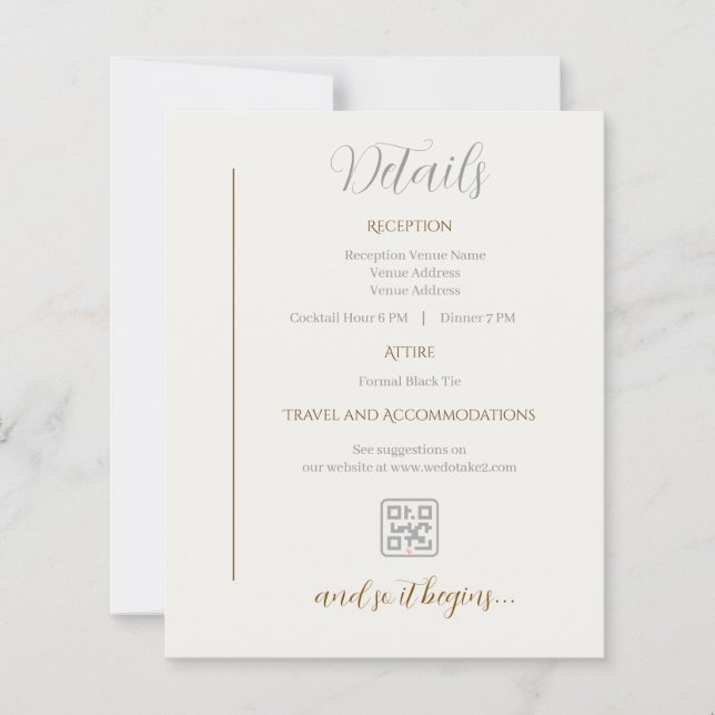 Tarjeta de detalles Minimalista boda (Anverso)