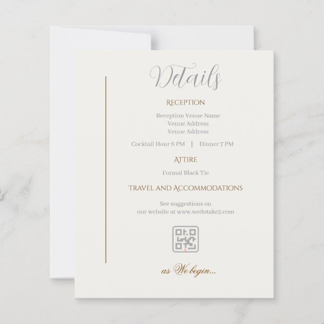 Tarjeta de detalles Minimalista boda (Anverso)