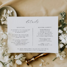 Tarjeta de detalles minimalista del Boda negro