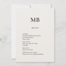 Tarjeta de Detalles Mínimos de Boda Micro Moderna