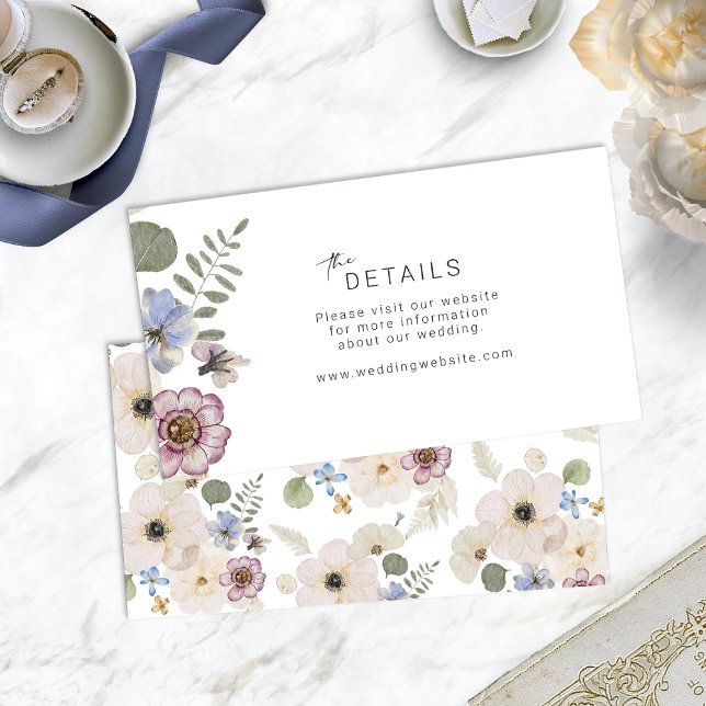 Tarjeta de detalles moderna del Boda Boho (Modern Boho Floral Watercolor Wedding Details Card by Painted Paperie
)