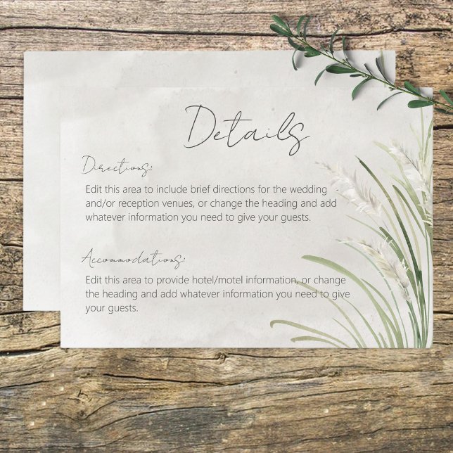 Tarjeta de detalles moderna mínima de Boho Pampas  (Subido por el creador)