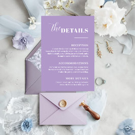 Tarjeta de detalles morados elegantes y románticos