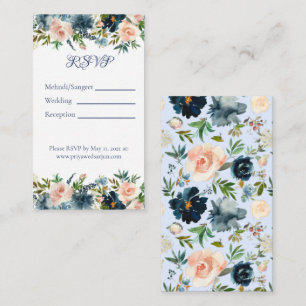 Tarjeta de detalles multievento Blue Floral Waterc