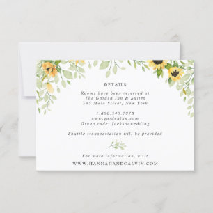 Tarjeta de detalles para Bodas de girasol y vegeta