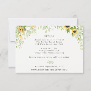 Tarjeta de detalles para Bodas de girasol y vegeta