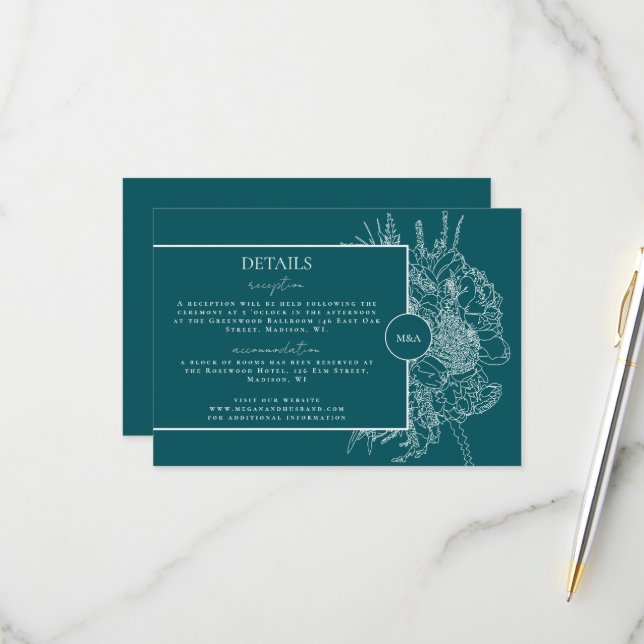 Tarjeta de detalles para el Boquete floral moderna (Anverso/Reverso In Situ)