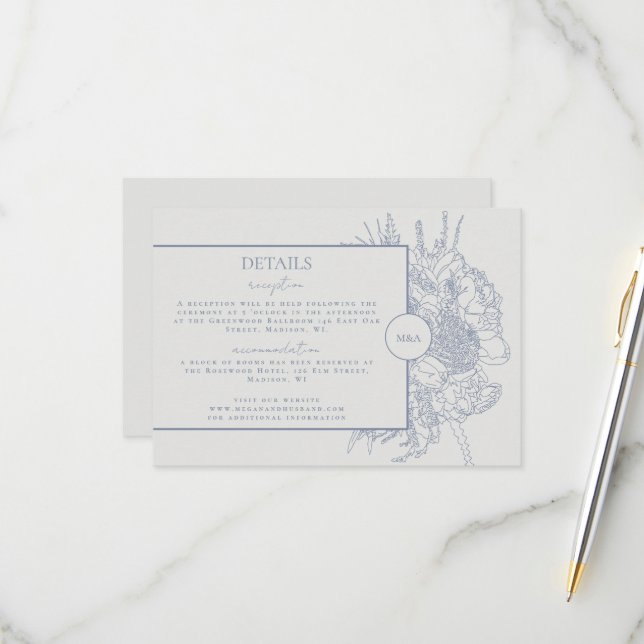 Tarjeta de detalles para el Boquete floral moderna (Anverso/Reverso In Situ)