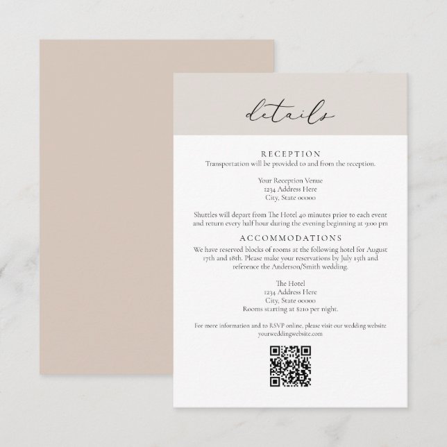 Tarjeta de detalles QR del Boda de estilo Passport (Anverso / Reverso)