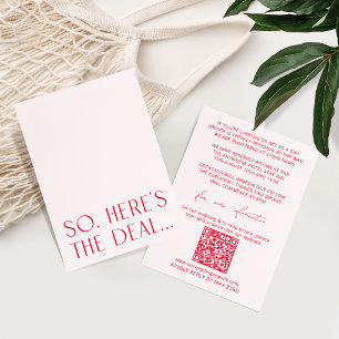 Tarjeta de detalles rosa Rubor minimalista y códig