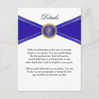 Tarjeta de detalles Royal Blue Elegance con Monogr
