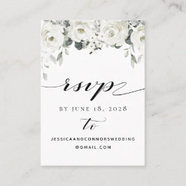Tarjeta de detalles RSVP de White Peony Greenery O